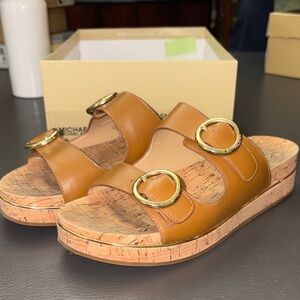 Michael Kors Tan Sandals with Gold Accents